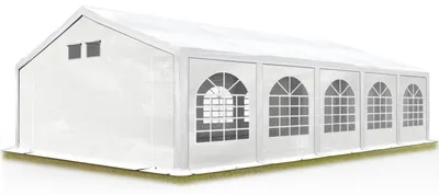 Produktbild von TOOLPORT Partyzelt Festzelt 5x10 m in weiß Professional PE Plane 550 N Wasserdicht UV Schutz mit BODENRAHMEN Gartenzelt