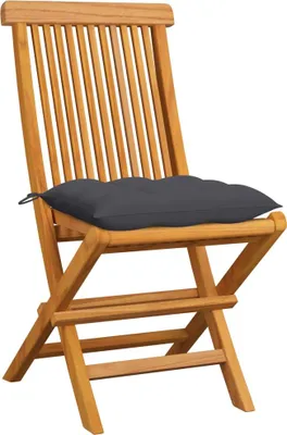 Produktbild von vidaXL Klappstühle mit anthrazitfarbenen Kissen, 6-teilig, Massivholz Teakholz