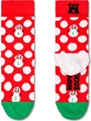 Productafbeelding van Happy Socks Kids, sneeuwpop sokken, kleurrijke en vrolijke sokken voor kinderen, groen