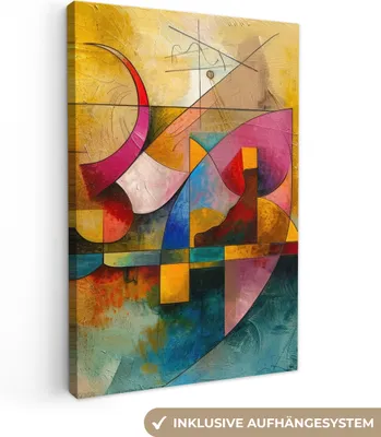 Produktbild von Leinwand Bilder 40x60 cm - Abstrakt Geometrisch, moderne Wanddeko für Wohnzimmer