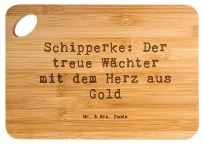 Produktbild von Mr. & Mrs. Panda Küchenbrett Spruch Schipperke Wächterherz - Transparent - Geschenk, holzschneidebrett, Hunderassen Charakter, Hunderasse, Freundschaft, Brett, Holzbrett