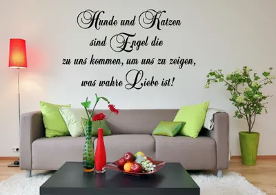 Produktbild von Wandaufkleber, Wandtattoo,  Hunde und Katzen - wahre Liebe - Spruch