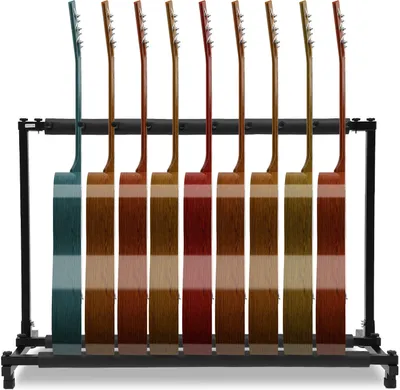 Produktbild von easybuy Gitarrenständer für 9 Gitarren, faltbar, Universal, Eisen, Schwarz, modern, dekorativ, 110*47*73 cm