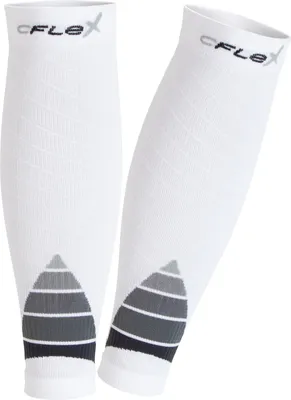 Produktbild von CFLEX Herren & Damen Sport Kompressions Stulpen (1 Paar) Wadenbandage - Weiss-Grau L-XL