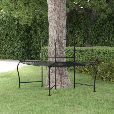 Produktbild von The Living Store Baumbank 150 cm Schwarz Stahl