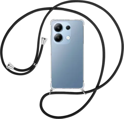 Produktbild von Handykette Backcover-Schutzhülle mit Band (Metall silberfarben) für Xiaomi Poco M6 Pro (6.67'') - schwarz