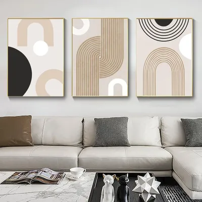 Immagine prodotto di Omgoods - Set di 3 quadri astratti su tela per la decorazione della parete del soggiorno