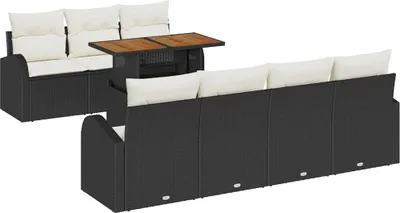 Immagine prodotto di vidaXL Set di divani da giardino con cuscini 8 pezzi nero e crema