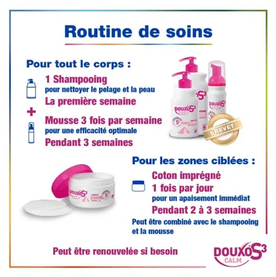 Produktbild von DOUXO S3 CALM Shampoo für Hunde & Katzen, bei empfindlicher, gereizter oder juckender Haut, mit Ophytrium, konzentriert