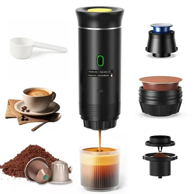 Tragbare Kaffeemaschine 3-in-1, wiederaufladbar, 20 bar, 60 ml