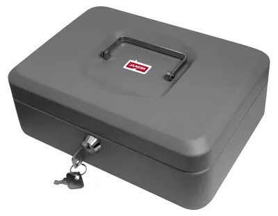 Produktbild von Geldkassette aus Metall, 9 x 20 x 16 cm, grau