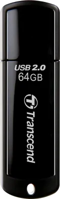 Produktbild von Transcend JetFlash 350, 64 GB, USB Typ-A, 2.0, Kappe, 8,5 g, Schwarz