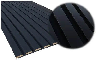 Zdjęcie produktu dla Lamel 3D lamele ścienne panele akustyczne 46x255cm na filcu Czarny