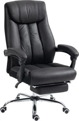 Produktbild von Bürostuhl Schreibtischstuhl Chefsessel, mit Fußstütze, höhenverstellbar, 145° Neigungswinkel, 66 x 70 x 119 cm, Schwarz