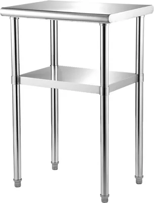 Immagine prodotto di Tavolo di preparazione in acciaio inox SucceBuy, 61 x 45 x 91 cm, portata 272 kg, robusto tavolo da lavoro con ripiano e piedini regolabili, per cucine commerciali e garage