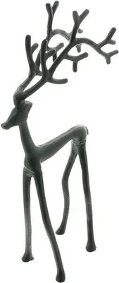 Produktbild von Dekofigur "Hirsch" aus Metall, matt schwarz, 39 cm hoch, modern, Hirschfigur, Skulptur