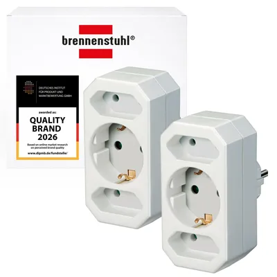Produktbild von Brennenstuhl 2er Set Mehrfachsteckdose, Steckdosenadapter 3-Fach
