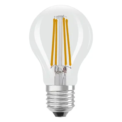 Obrázek produktu pro LED žárovka OSRAM LED Classic s vláknem ve tvaru klasické žárovky, čirá skleněná baňka, 2,2 W, patice E27, EEK A, 470 lm pro všeobecné osvětlení.