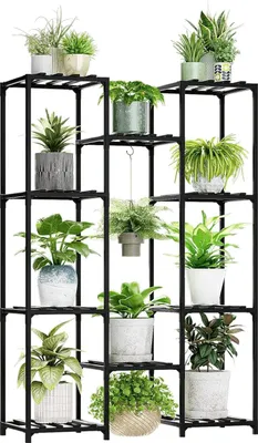 Image de Supports pour plantes Étagère d'angle pour l'intérieur et l'extérieur - 5 niveaux - Étagères pour pots de fleurs en bois - Jardin et salon