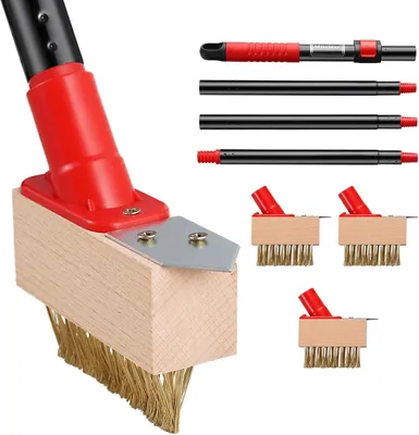 Produktbild von Unkrautbürste mit langem Stiel (135 cm), Unkrautentferner mit V-förmiger Drahtbürste und Abriebkratzer