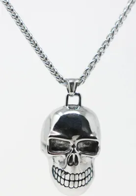 Produktbild von Lederkette Edelstahl 316 TOTENKOPF 50 cm Edelstahlkette