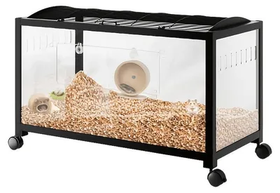 Productafbeelding van Dierenkooi Hamsterkooi Knaagdierkooi Zwart Ruim Ventilerend Acryl Met Wieltjes