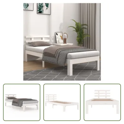 Produktbild von The Living Store Massivholzbett Weiß 90x190 cm