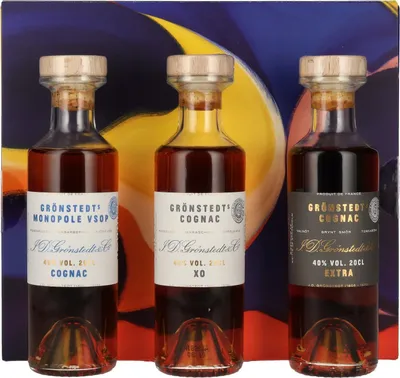 Produktbild von Grönstedt's Cognac Triple Box 40% Vol. 3x0,2l Geschenkbox