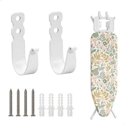 Produktbild von Famanu Halter für Bügelbrett mit Haken zum Aufhängen, 2 Stück, ideal für die Waschküche in Weiß