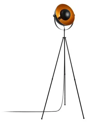 Image de Lampadaire Lampe sur pied en métal noir et doré hauteur 160 cm E27 max 40 W Moderne