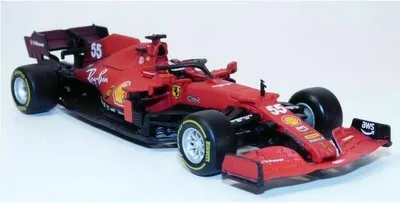 Produktbild von Bburago 1:43 Ferrari Racing F1 SF21 #55 (Carlos Sainz) mit Helm