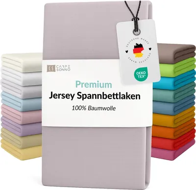 Produktbild von Mako Jersey Spannbettlaken 200x200 - 180x200 aus 100% Baumwolle Bettlaken Grau