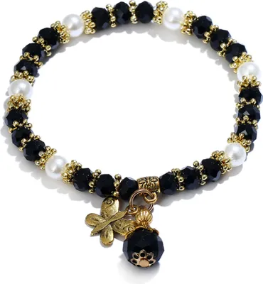 Produktbild von Mode Schmetterling Anhänger Perlen Armband Frauen Armreif Schmuck Party Geschenk-Schwarz
