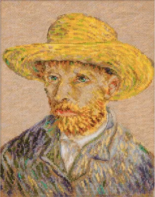 Produktbild von Kreuzstich-Set „Serie Oro. Selbstporträt mit Strohhut. Vincent Van Gogh“, 21,5 x 27 cm