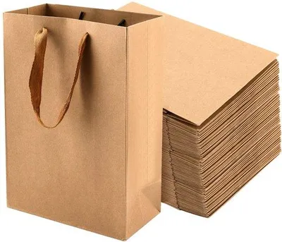 Productafbeelding van Dailygoods- Kraftpapieren Zakken 30 Stuks - 28 x 20 x 10 cm - Bruine Papieren Draagtas - Brede Handgrepen - Duurzaam Kraftpapier - Geschikt voor Feest en Verjaardag - Papieren Tas