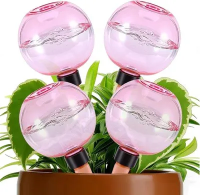 Produktbild von 4 Bewässerungskugeln, 500 ml, automatische Pflanzenbewässerung, Wasserspender für Zimmerpflanzen, Balkon- und Gartenpflanzen – transparent