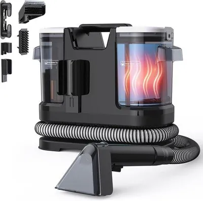 Zdjęcie produktu dla Odkurzacz do dywanów i tapicerki, 1400W, moc ssania 20 kPa, szybkie nagrzewanie w 10 sekund, funkcja samoczyszczenia, idealny do samochodów i domów