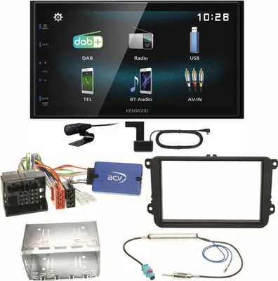 Produktbild von Kenwood DMX-125DAB Bluetooth DAB+ USB Einbauset für Golf 5 6 Passat 3C B7 Touran