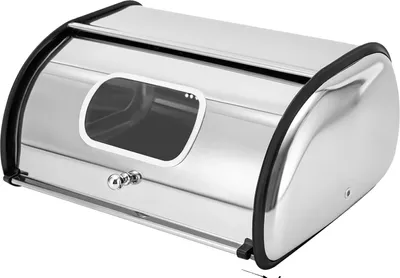 Image de Boîte à pain, acier inoxydable, couvercle à rouleau, argent