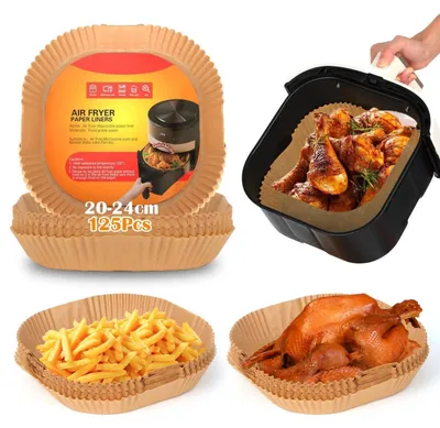 Produktbild von Backpapier für Heißluftfritteuse, 125 Stück, 20x24cm, rechteckig, antihaftbeschichtet