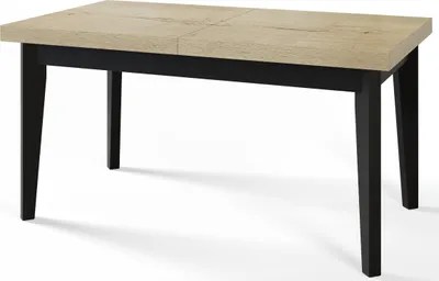 Produktbild von Esstisch 120 cm / 160 cm, Ausziehbarer Tisch, Küchentisch, Esszimmer Tisch, Wohnzimmertisch, Zimmertisch, Moderner Tisch, Loft Tisch, Schwarze Beine, Skandinavisch, 120x80, Halifax