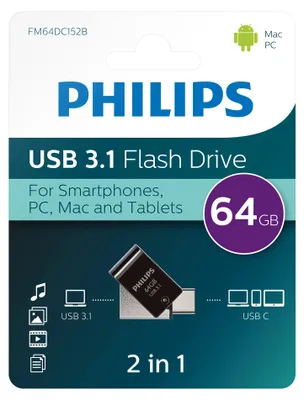 Image de Philips FM64DC152B - Clé USB à mémoire flash - 64 Go - USB 3.1 / USB-C