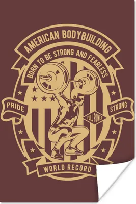 Produktbild von MuchoWow® Poster Mannshöhle - Gewichte - Bodybuilding - Vintage 20x30 cm - Papierdruck