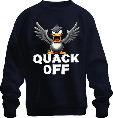Immagine prodotto di QUACK OFF papera impertinente divertente papera arrabbiata regalo sarcastico unisex felpa pullover, Navy, S