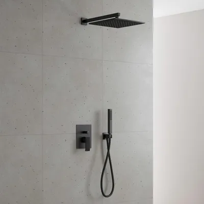 Produktbild von Kronenbach Quara 3.0 Black Duschsystem Unterputz, Einhebelmischer mit Umsteller, eckig