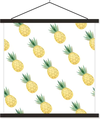 Produktbild von MuchoWow® Textilposter Ananas - Obst - Schablonen 90x90 cm mit schwarzem Rahmen - Magnetisches