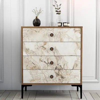 Zdjęcie produktu dla Skye Decor, Lizbon 538 - Orzech, Biały, komoda, orzech, 76 x 90,7 x 40 cm