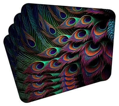 Obrázek produktu pro Sada 4 podtácích podložek z korku MG Design – Peacock Eye 2 – rozměry 30 x 40 cm – odolné vůči teplu a snadno omyvatelné, s korkovou zadní stranou