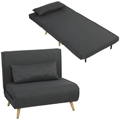 Produktbild von HOMCOM Schlafsessel 3 in 1 Sessel mit Schlaffunktion mit Lendenkissen, Grau