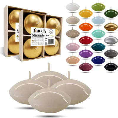Immagine prodotto di CANDLY HANDMADE© 4x candele galleggianti grandi Premium Ø 70mm | San Valentino, Pasqua, Natale, decorazione, candele, candele per signore (crema)